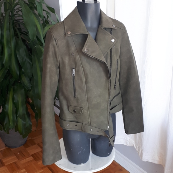 Army green FAUX leather jacket - Picture 3 of 9